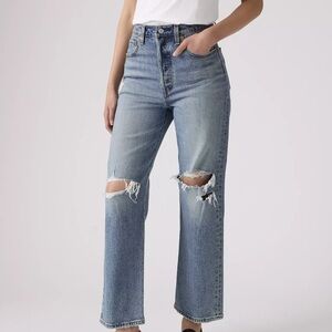Levi's Light Blue Straight-Leg Distressed Jeans